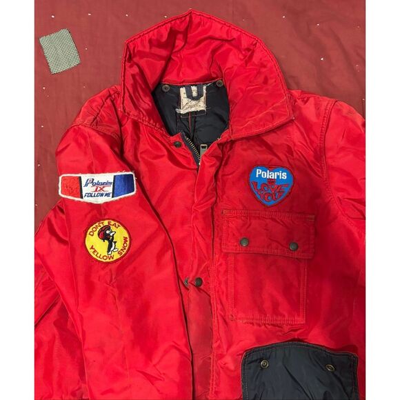 Vintage Herter’s Hudson Bay Snowmobile Suit Red Polaris Patch Belted USA L/XL - Picture 3 of 14